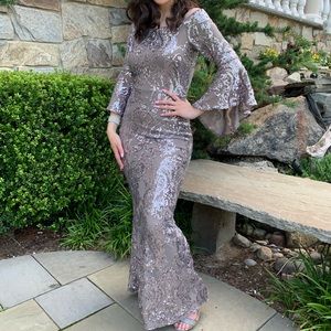 Silver sequin evening gown